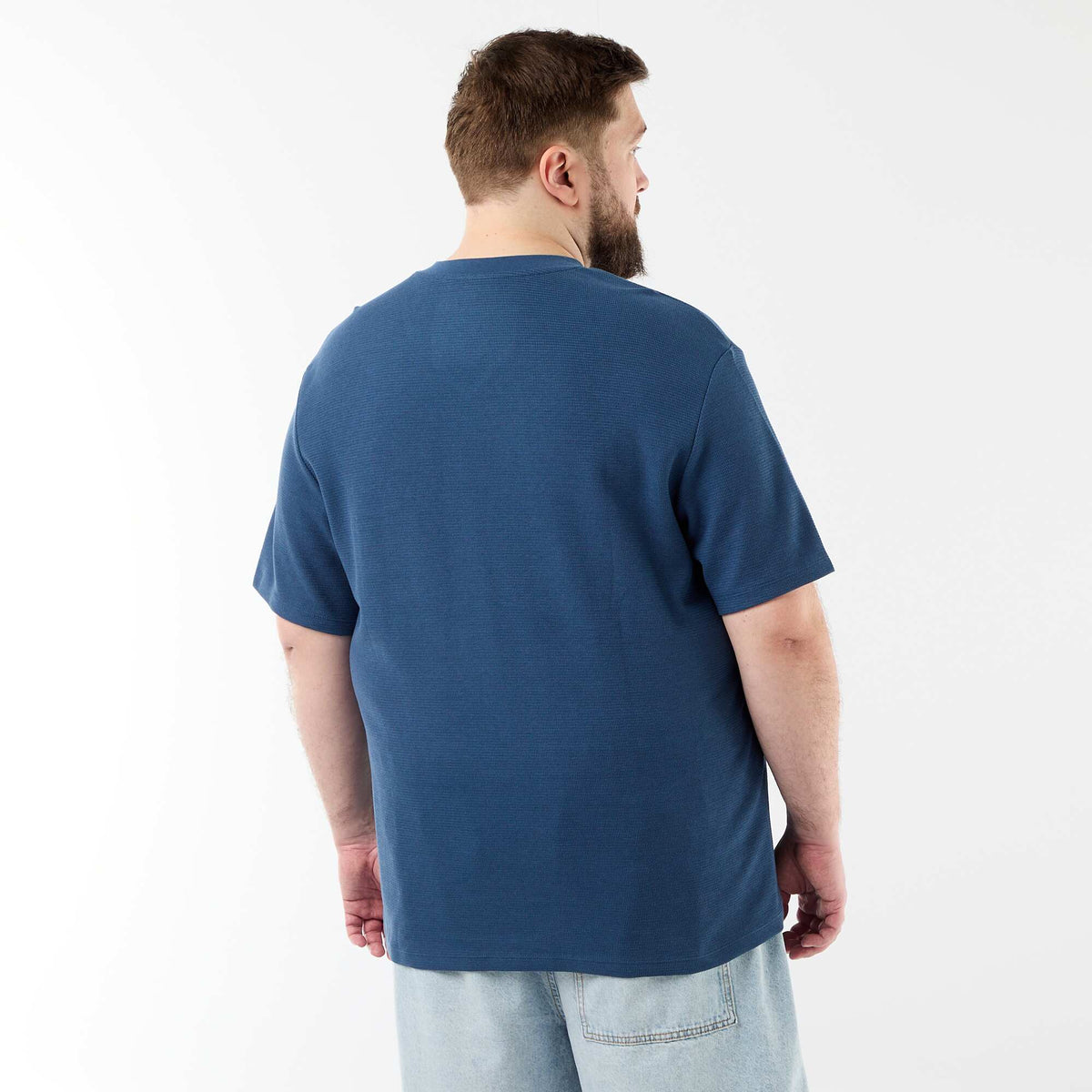 T-shirt en maille piquée manches courtes BLEU