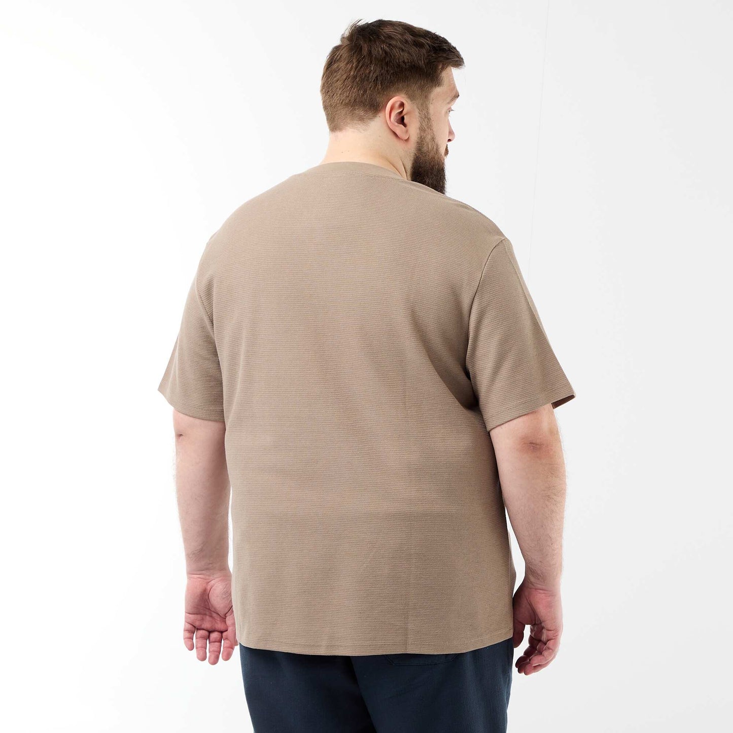 T-shirt en maille piquée manches courtes BEIGE