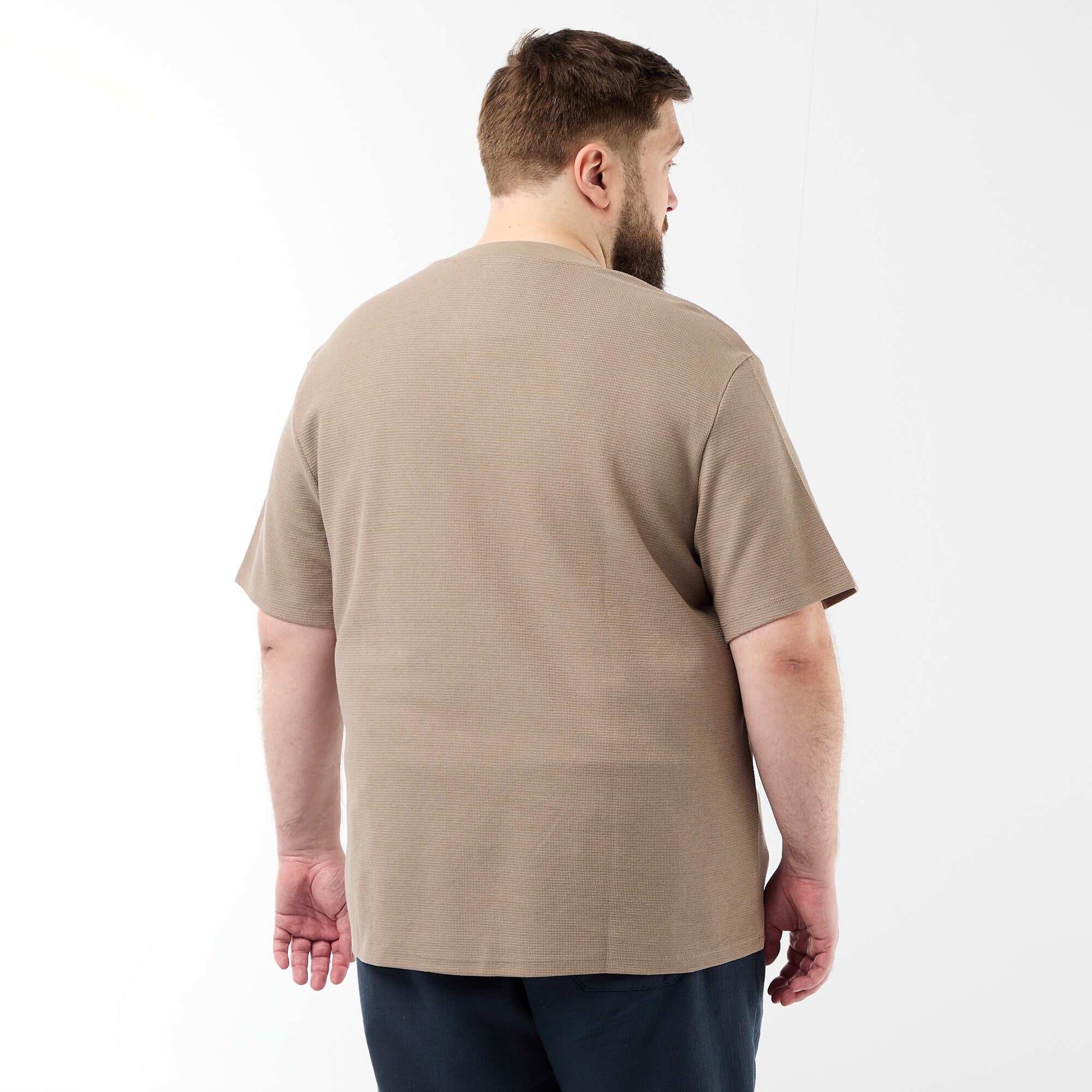 T-shirt en maille piquée manches courtes BEIGE