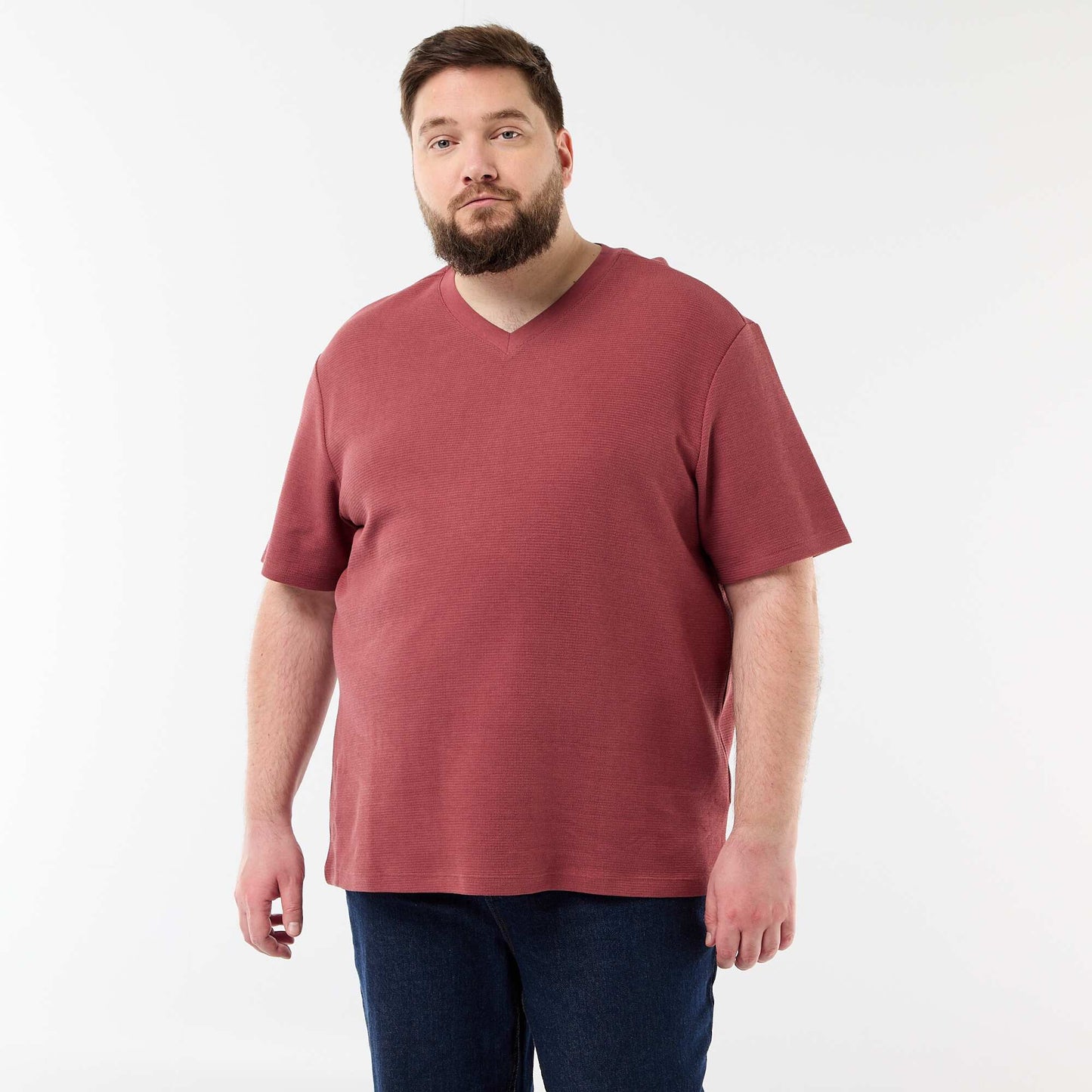 T-shirt en maille piquée manches courtes ROUGE
