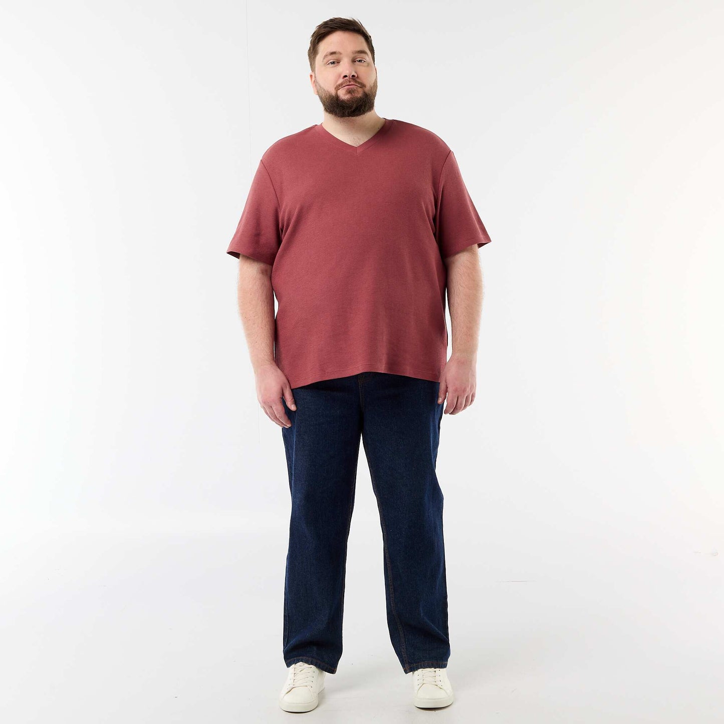T-shirt en maille piquée manches courtes ROUGE