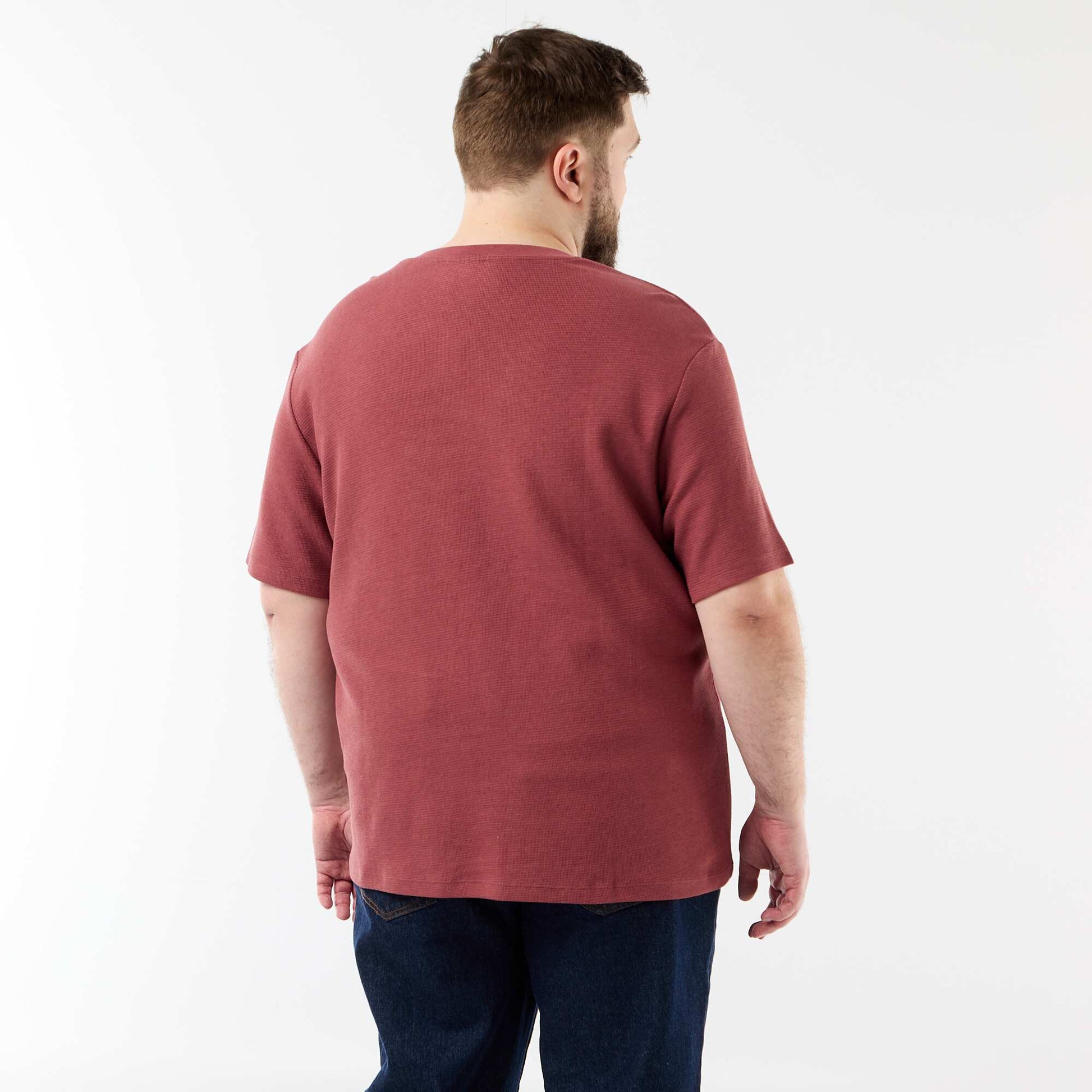 T-shirt en maille piquée manches courtes ROUGE