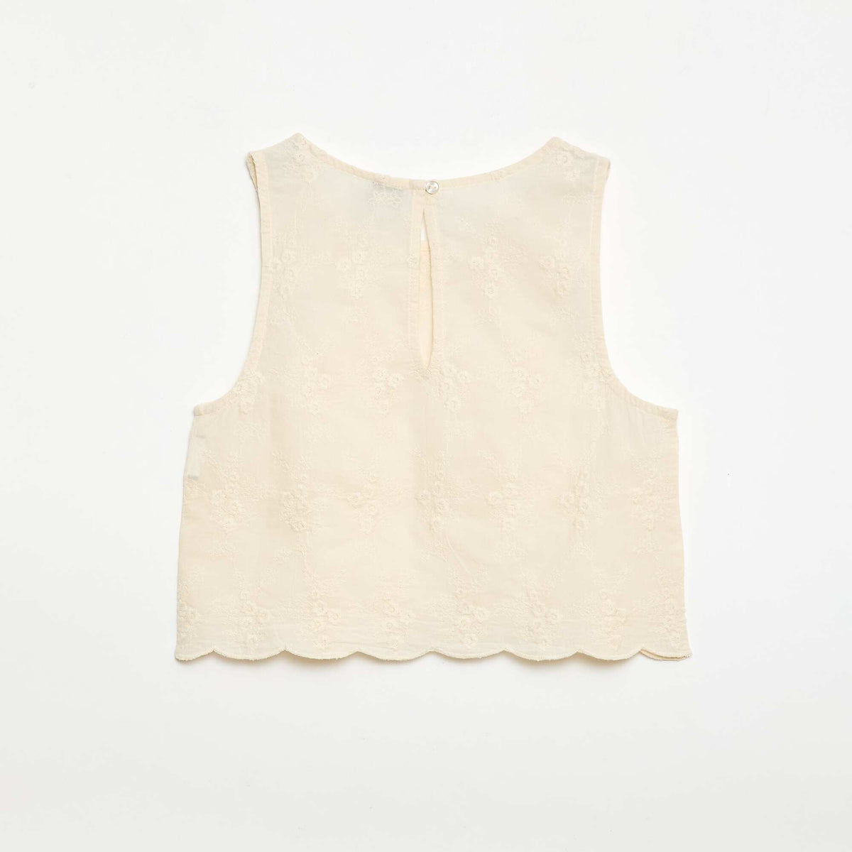 Top sans manches avec broderie all over BLANC