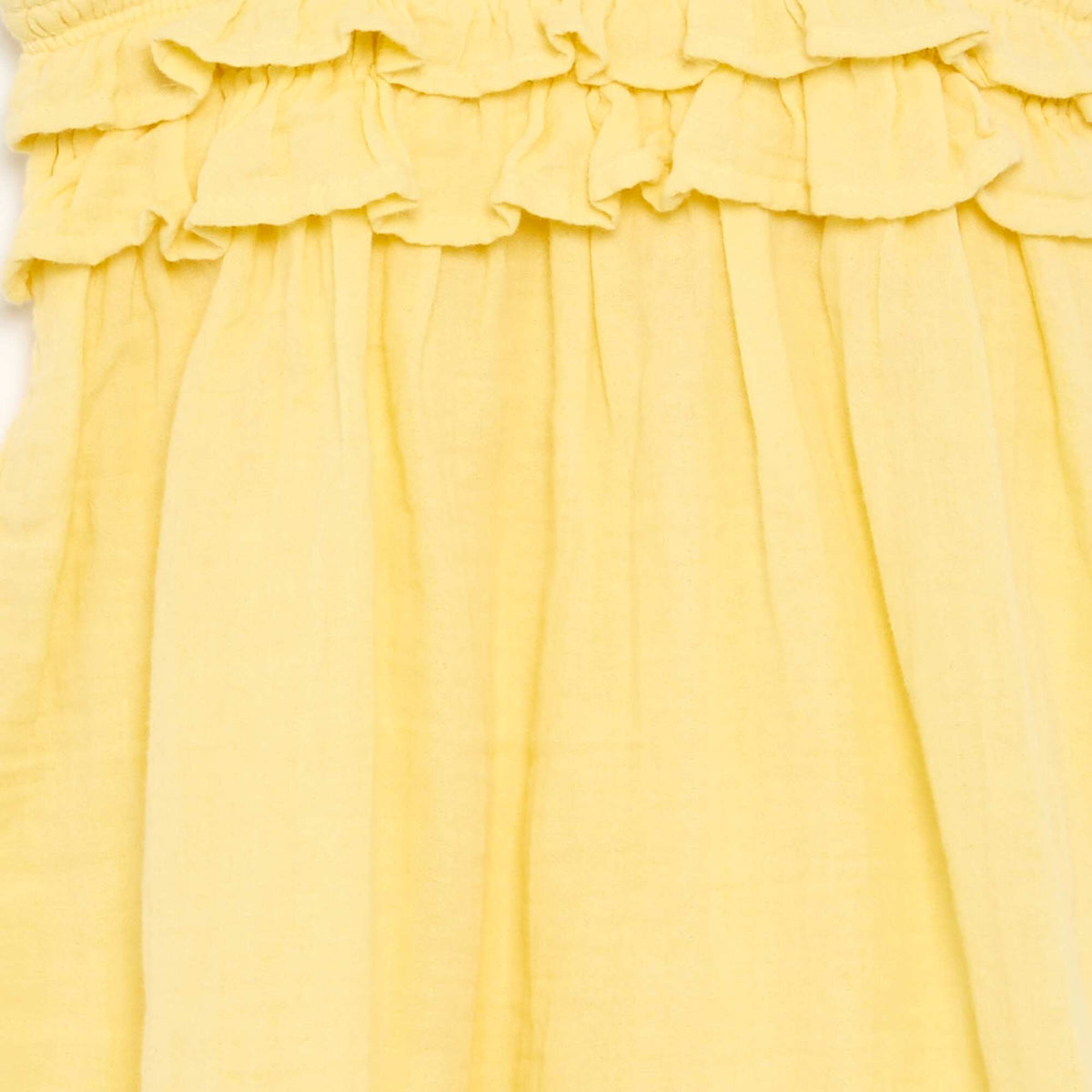 Robe à bretelles smokée avec volants JAUNE