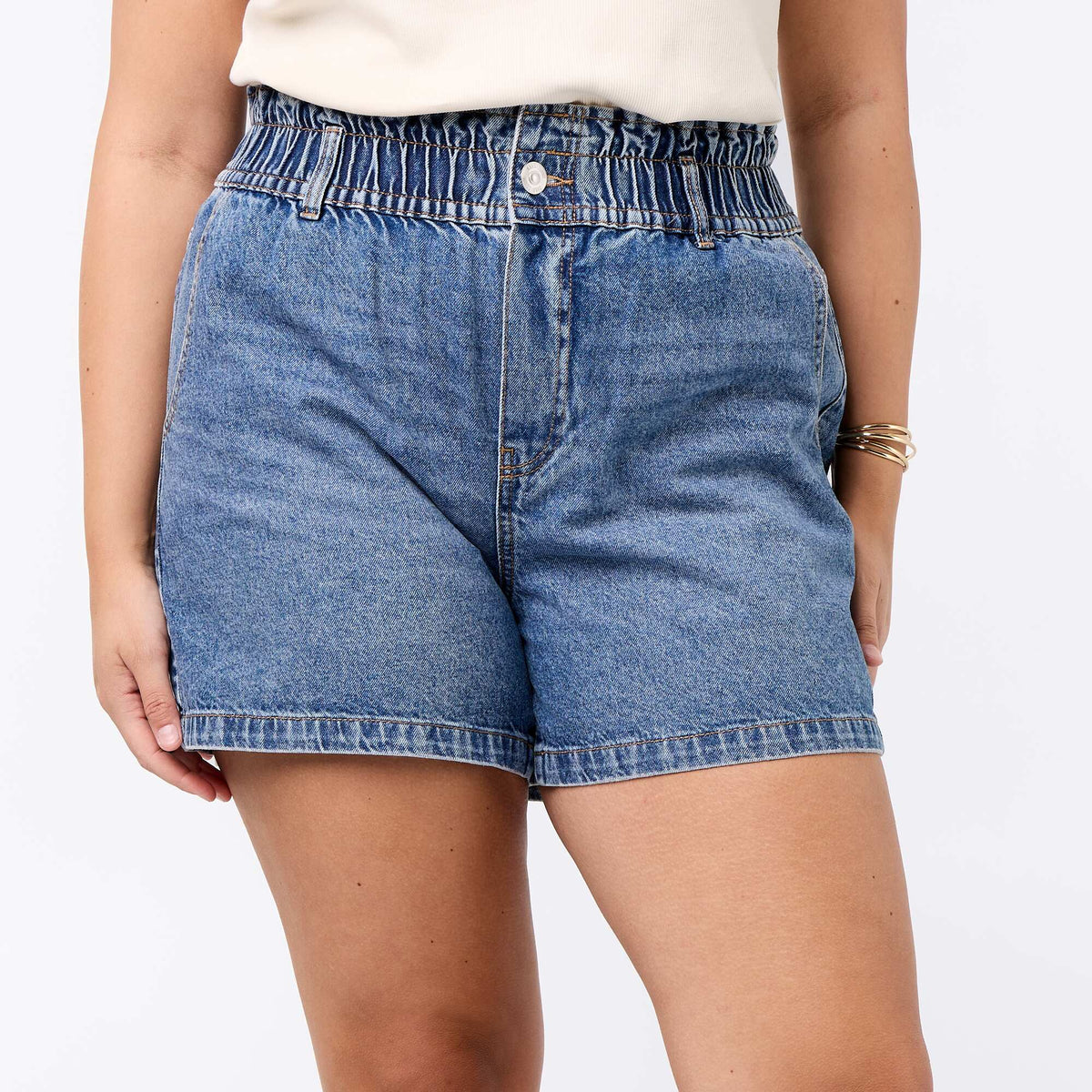 Short en jean avec poches BLEU