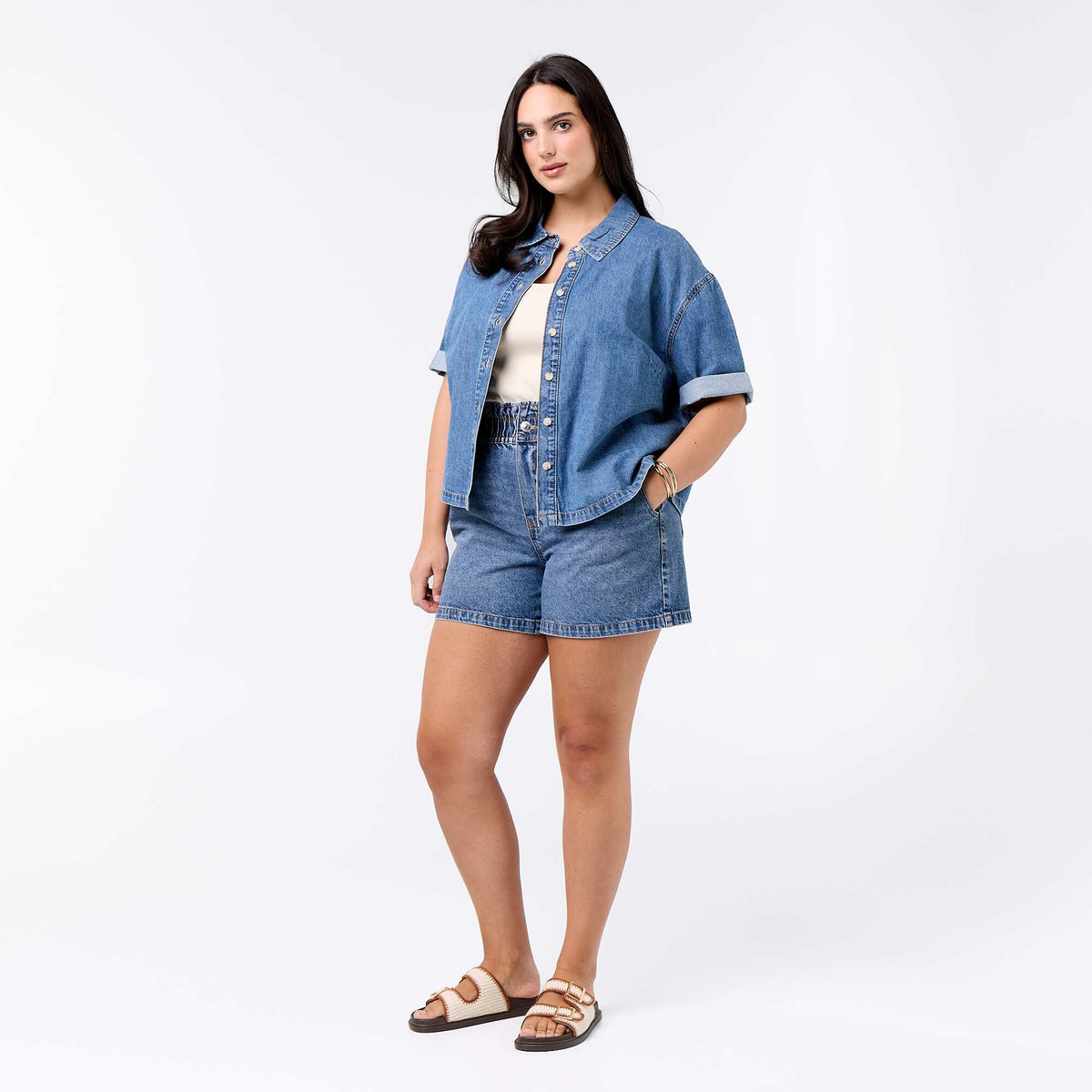Short en jean avec poches BLEU