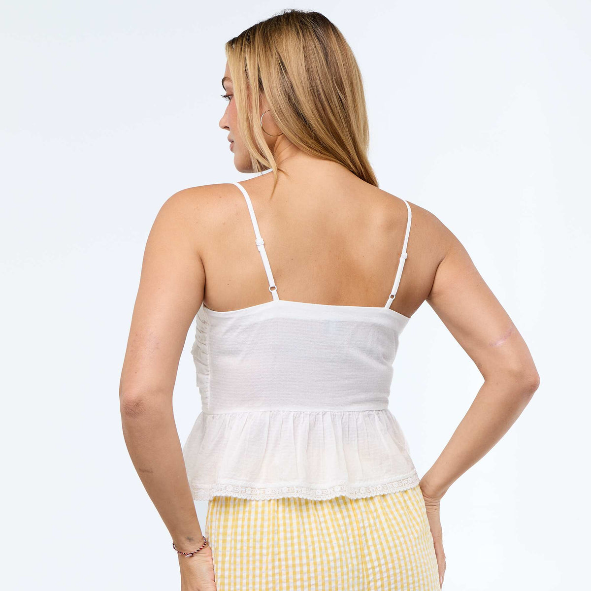 Top cropped fines bretelles BLANC