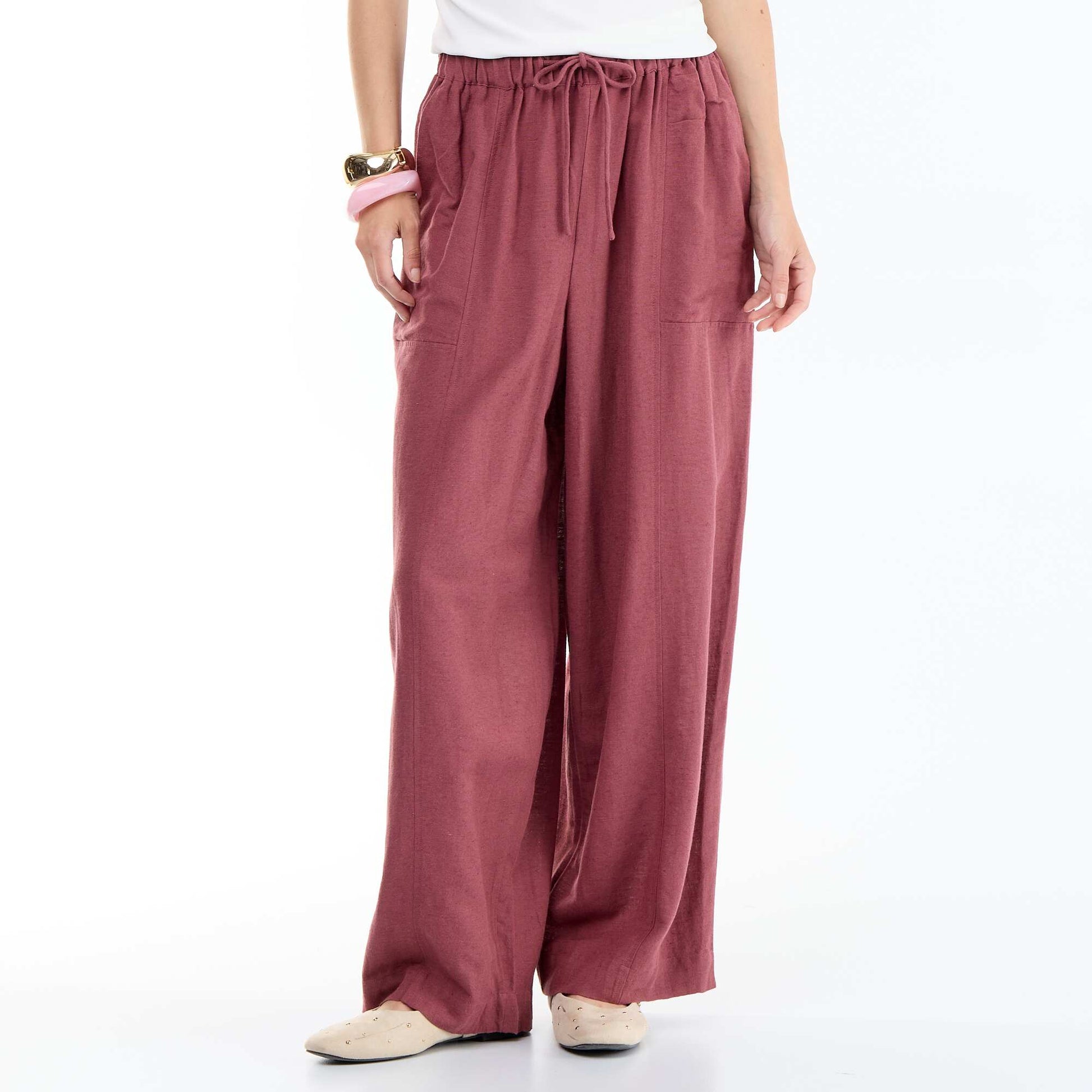 Pantalon large en lin femme ROSE
