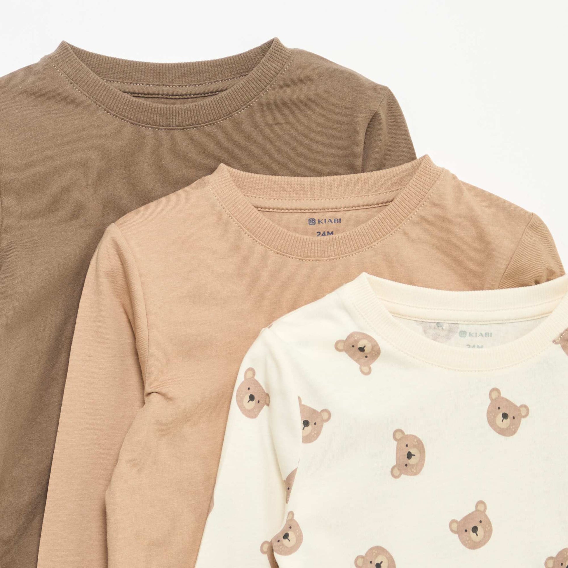 Lot de 3 tee-shirts à manches longues BEIGE