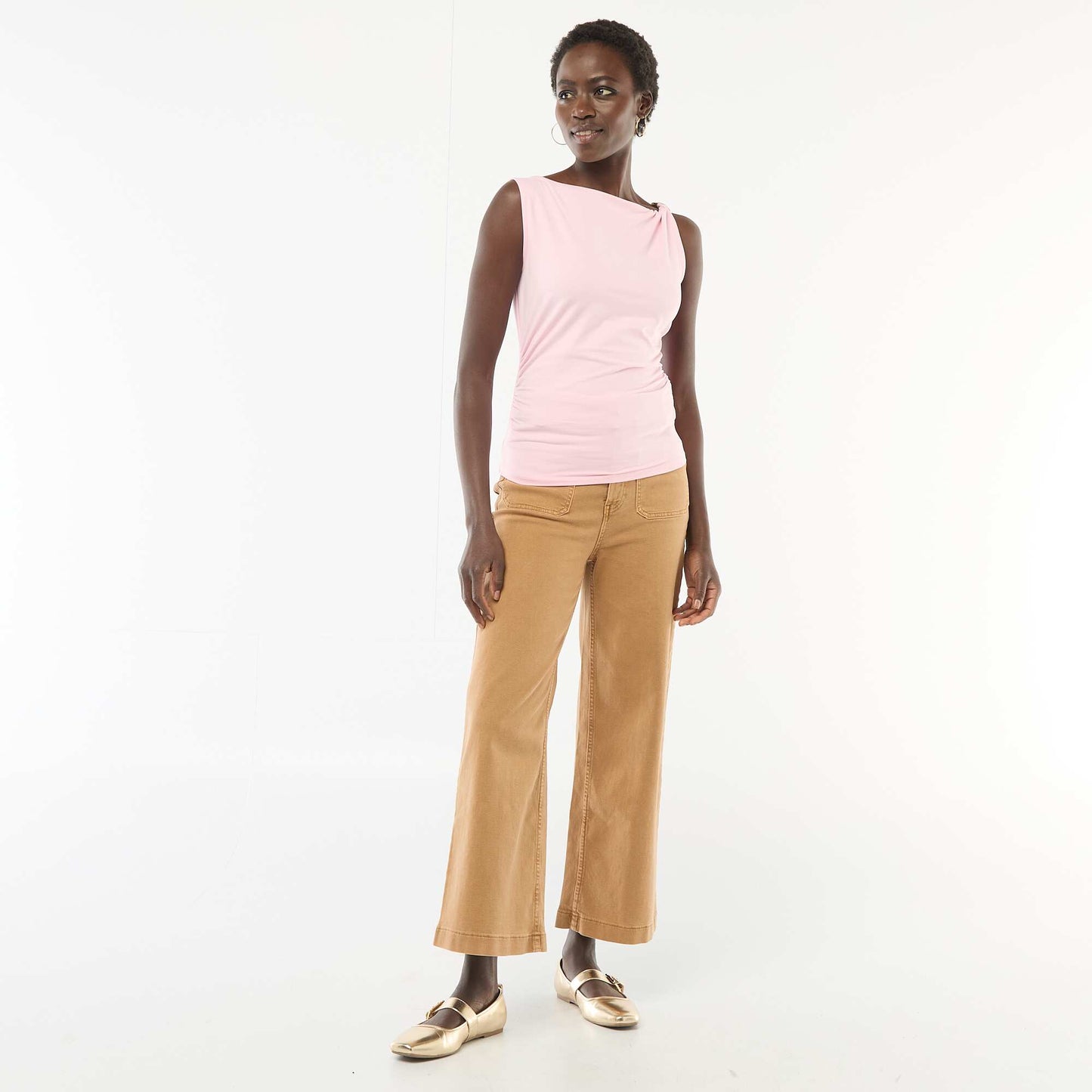 T-shirt stretch avec bijou doré ROSE
