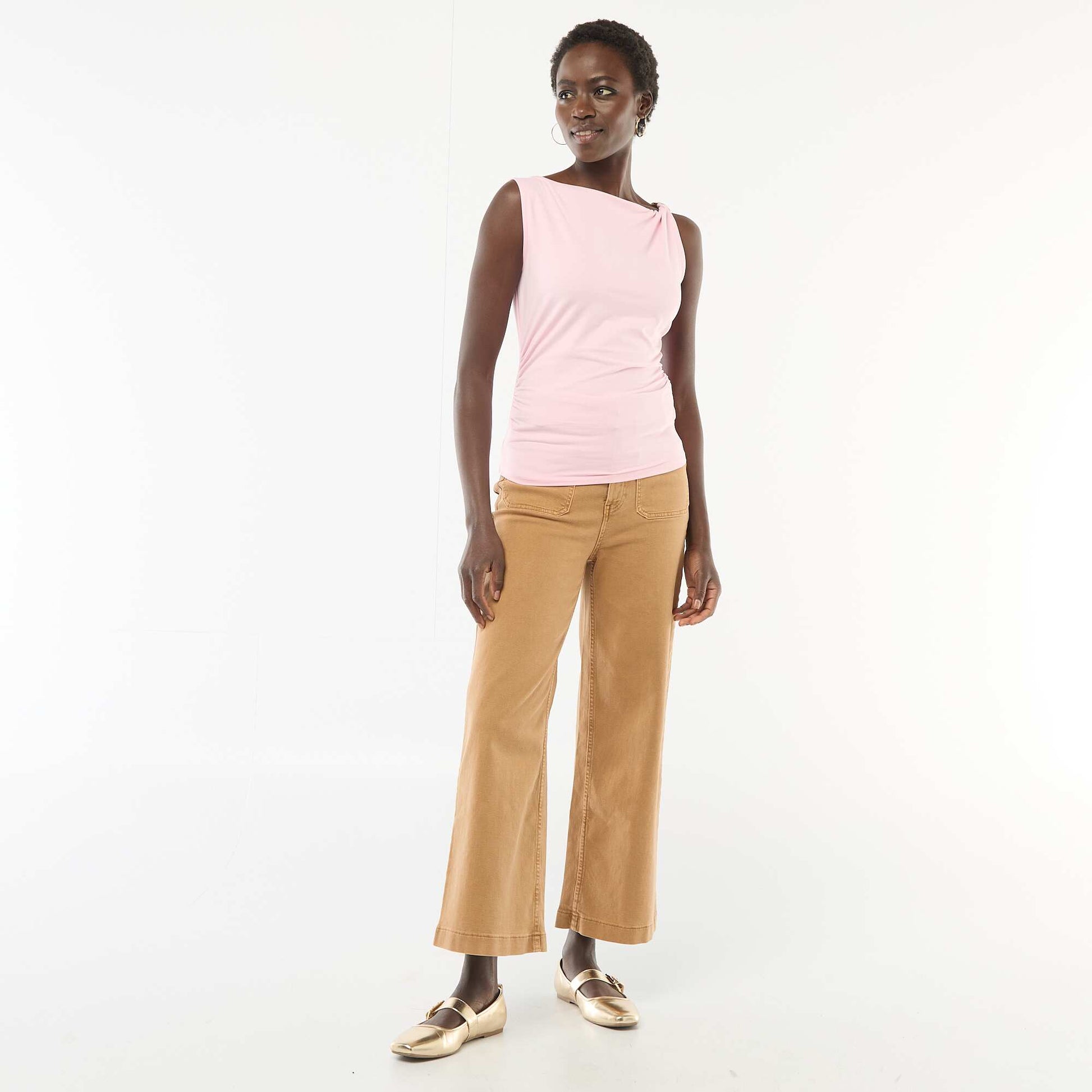 T-shirt stretch avec bijou doré ROSE