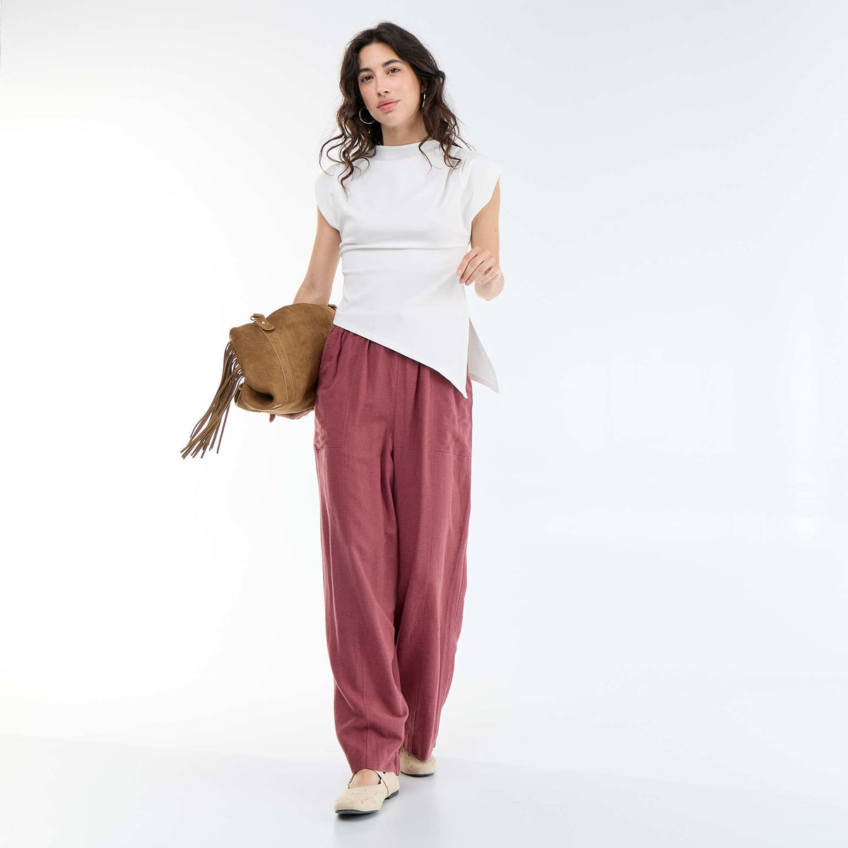 Débardeur sans manches asymétrique BLANC
