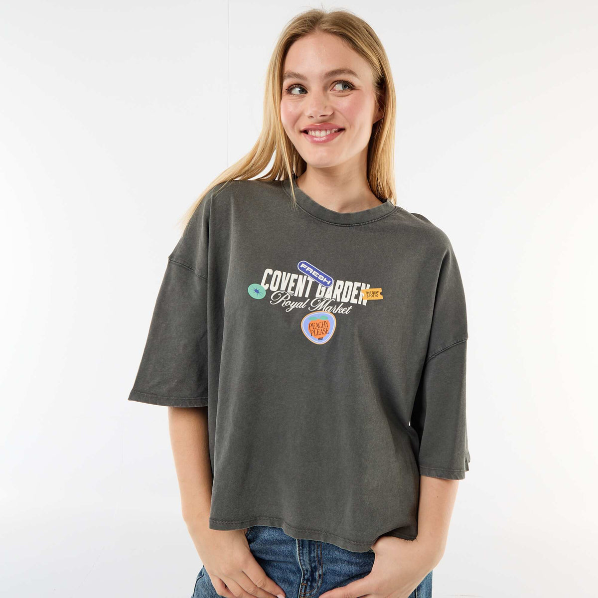 T-shirt manches courtes imprimé recto-verso GRIS