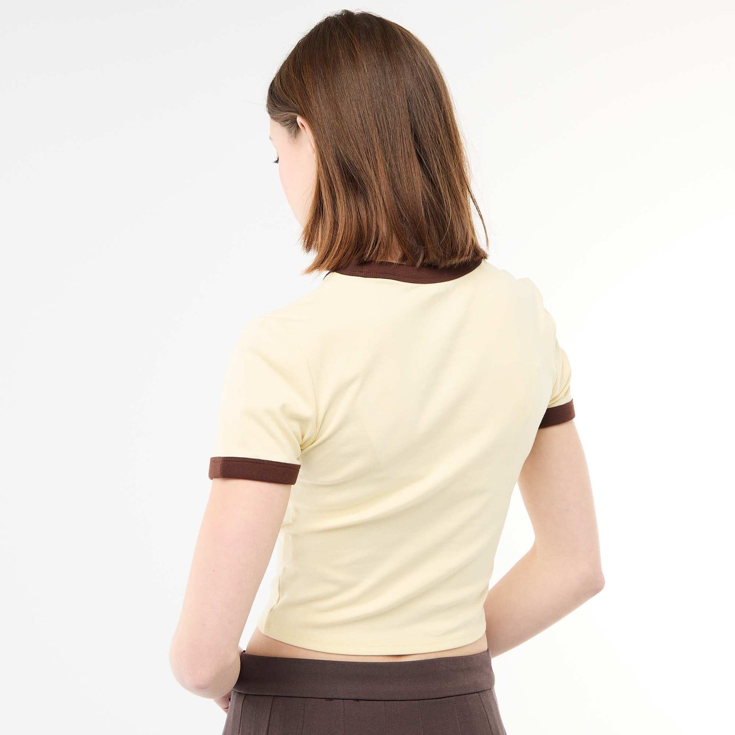 Tee-shirt cropped imprimé JAUNE