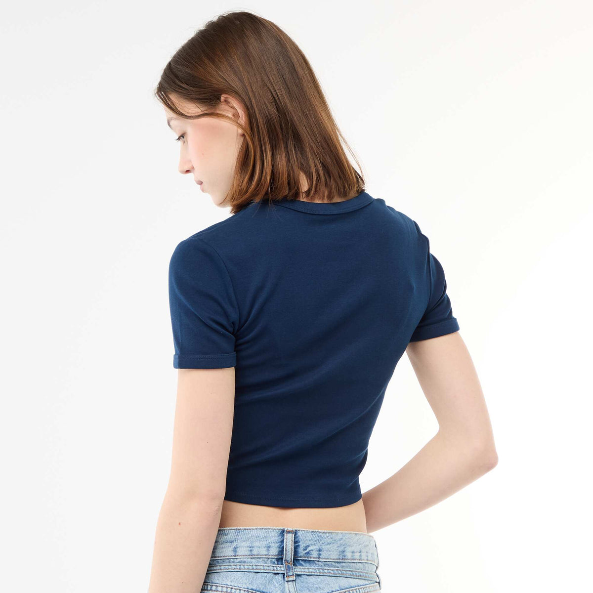 Tee-shirt cropped imprimé BLEU