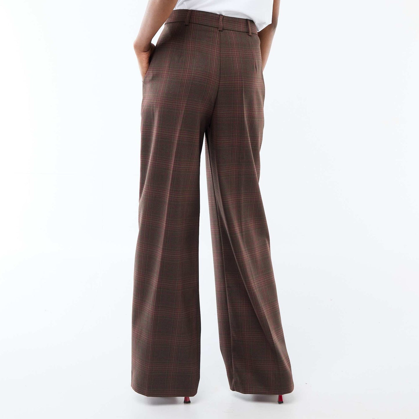 Pantalon à carreaux large fit MARRON