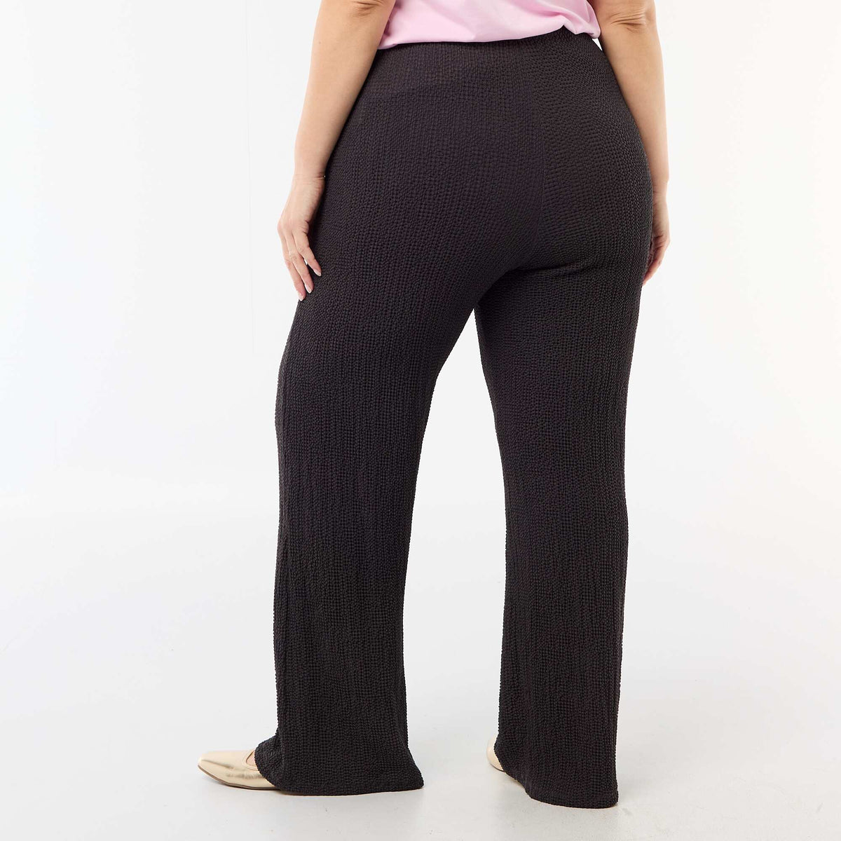 Pantalon large en maille gaufrée GRIS
