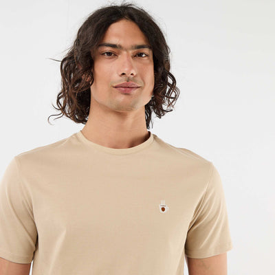 T-shirt uni à manches courtes avec broderie BEIGE