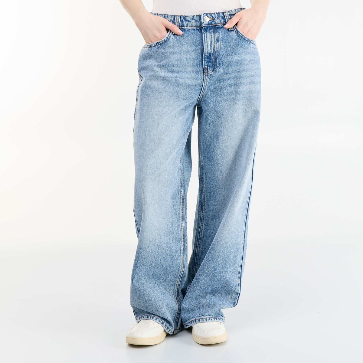 Pantalon denim coupe baggy BLEU