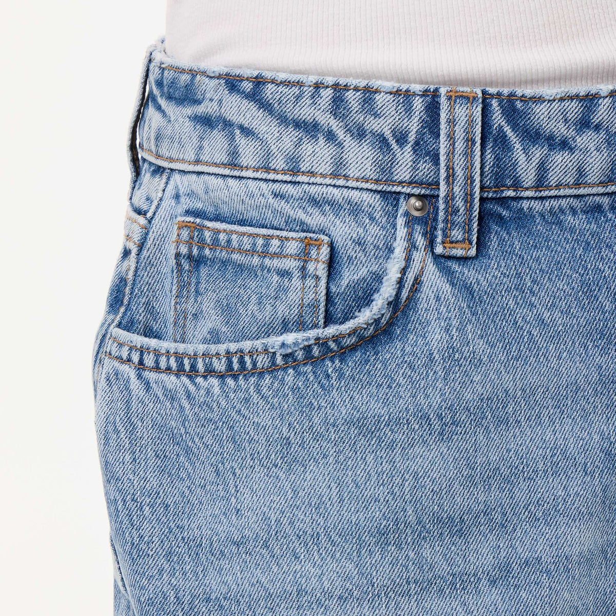 Pantalon denim coupe baggy BLEU