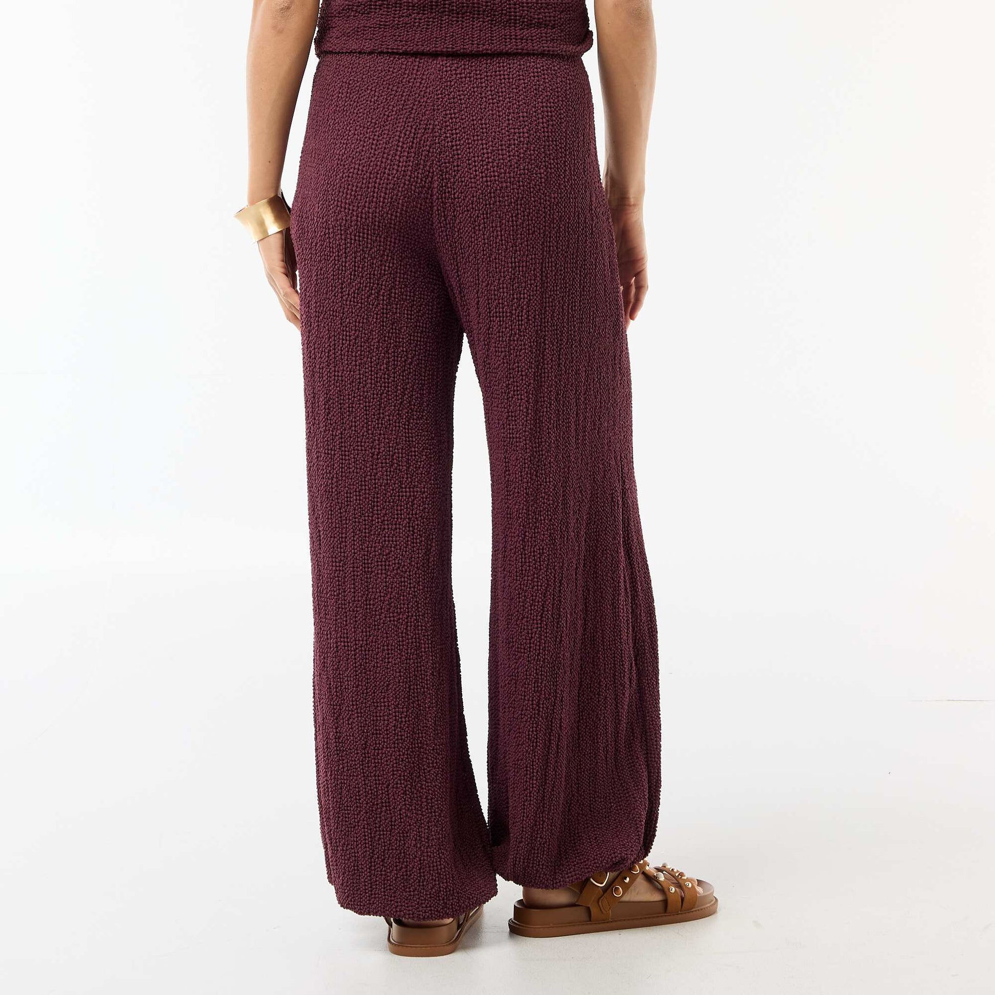 Pantalon femme en maille crinkle forme balloon VIOLET
