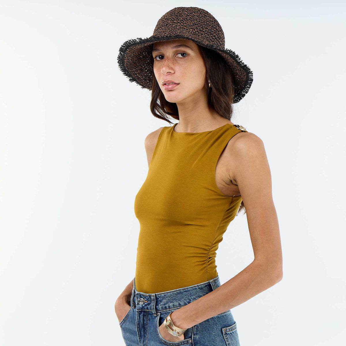 Body dos échancré avec bijou doré MARRON