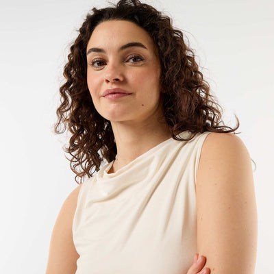Top sans manches avec encolure drapée BLANC
