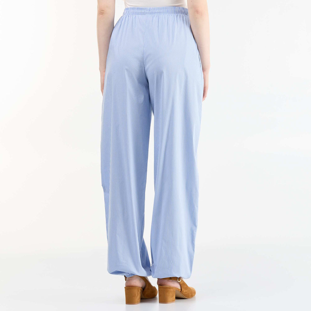 Pantalon large rayé forme balloon BLEU