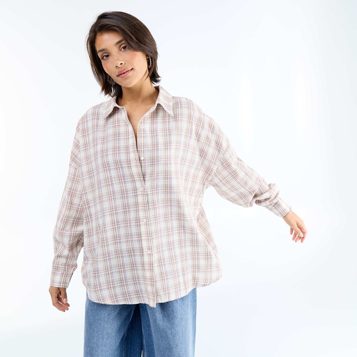 Chemise à carreaux BEIGE