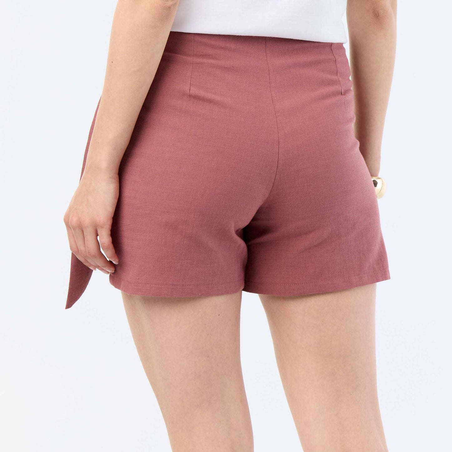 Jupe short léger avec ceinture à nouer ROSE