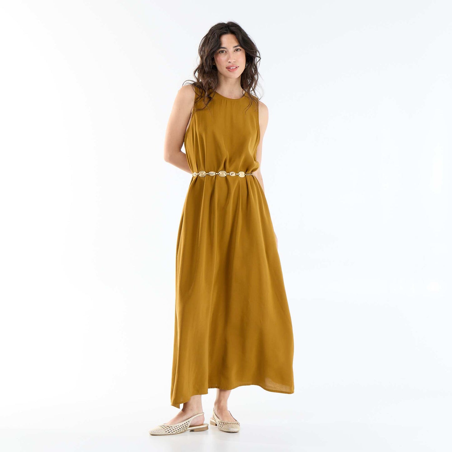 Robe longue coupe ample MARRON