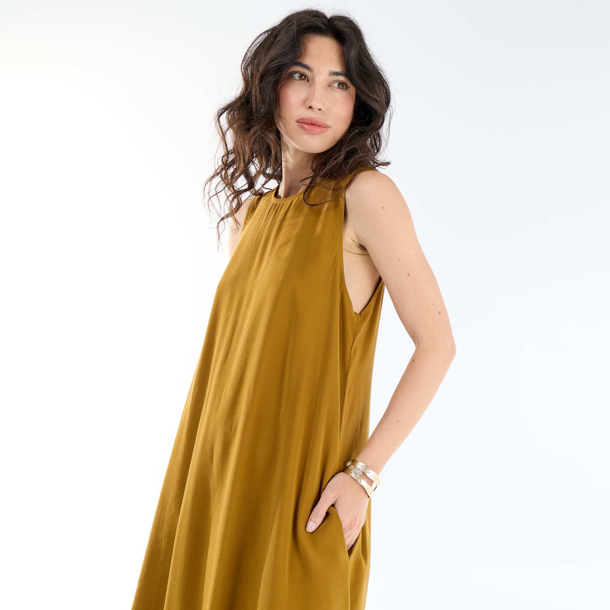 Robe longue coupe ample MARRON