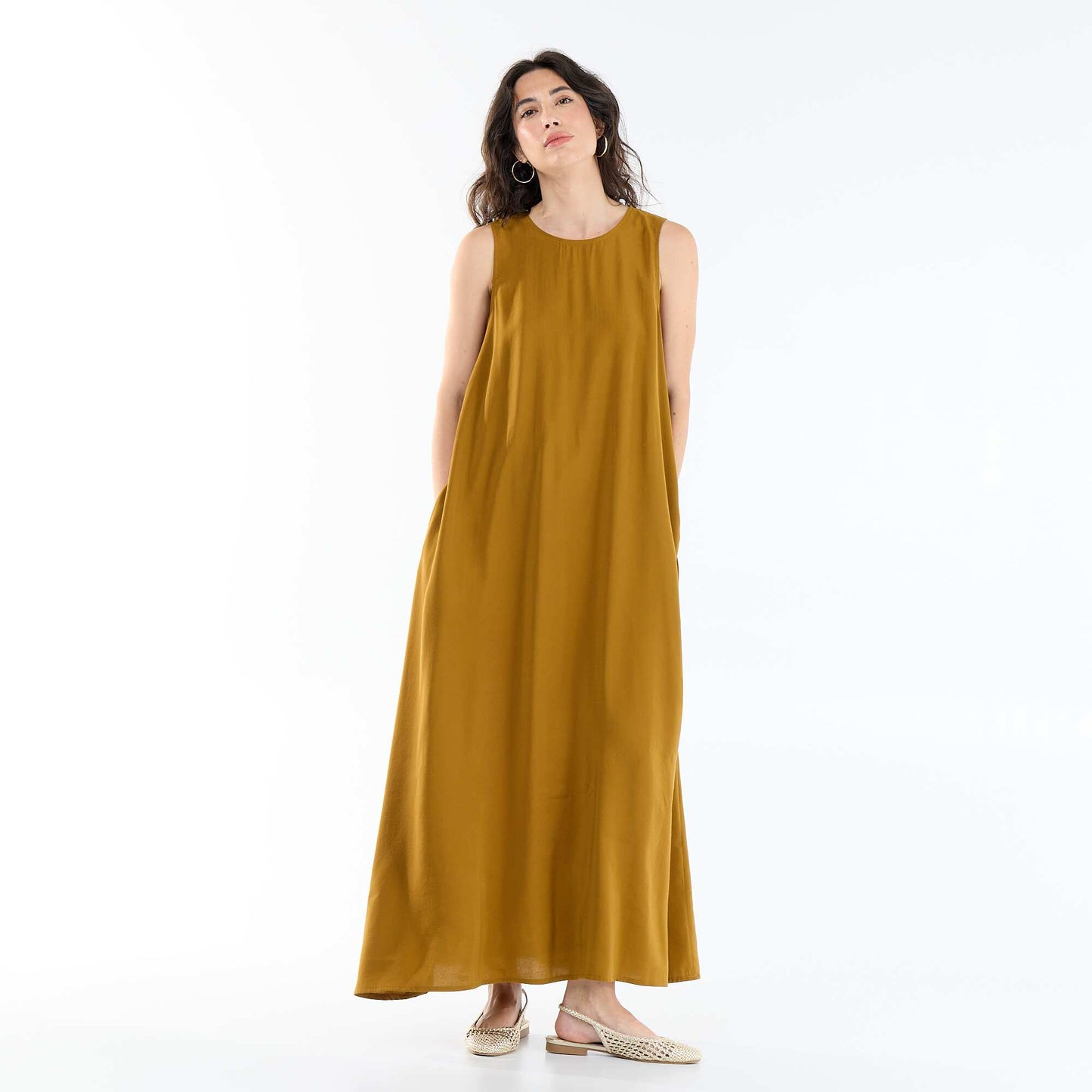 Robe longue coupe ample MARRON