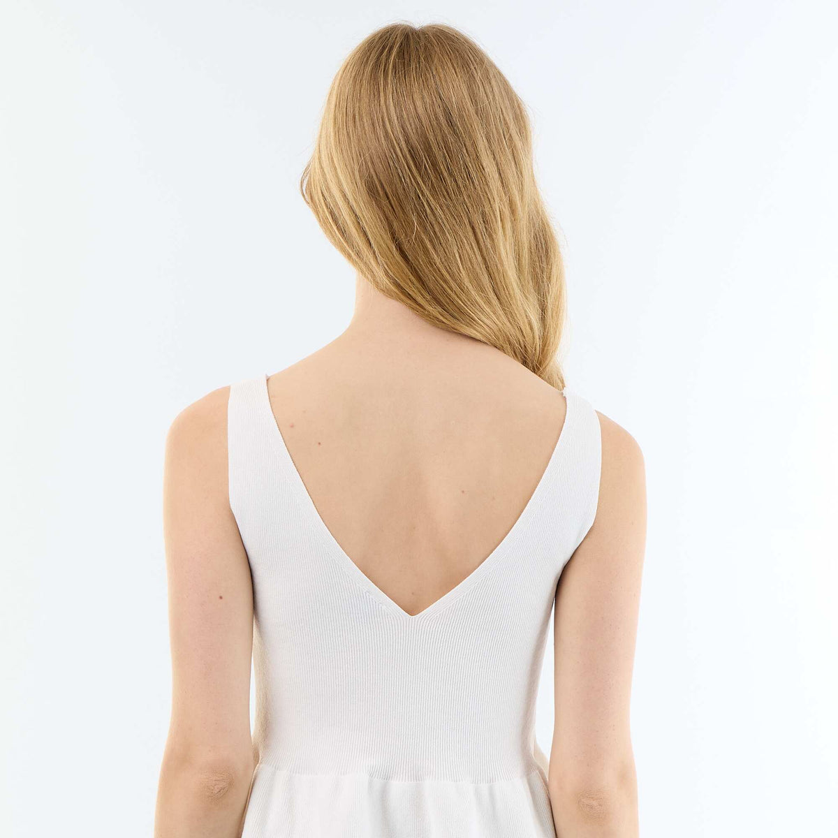 Débardeur peplum en maille côtelée BLANC
