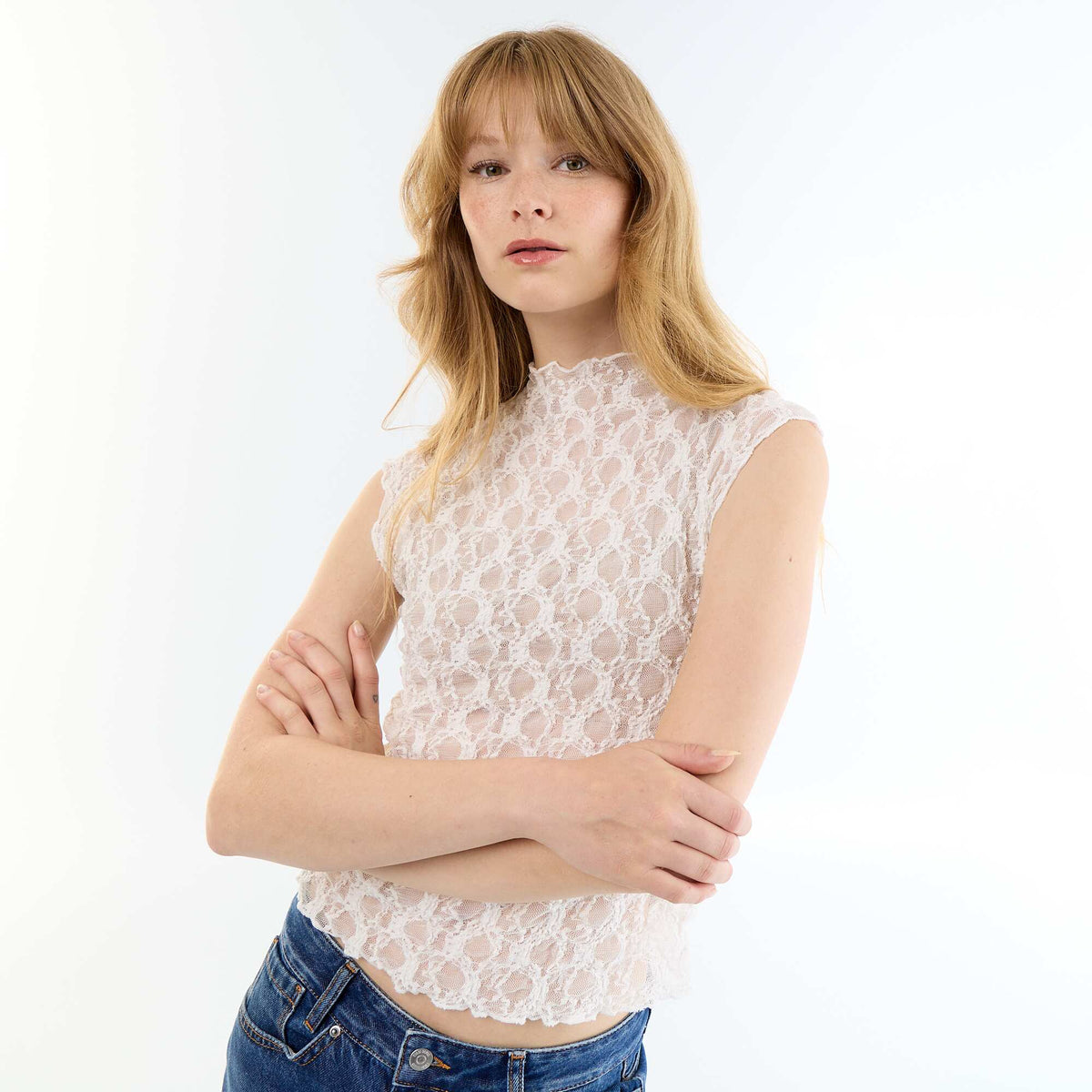Débardeur en dentelle BLANC