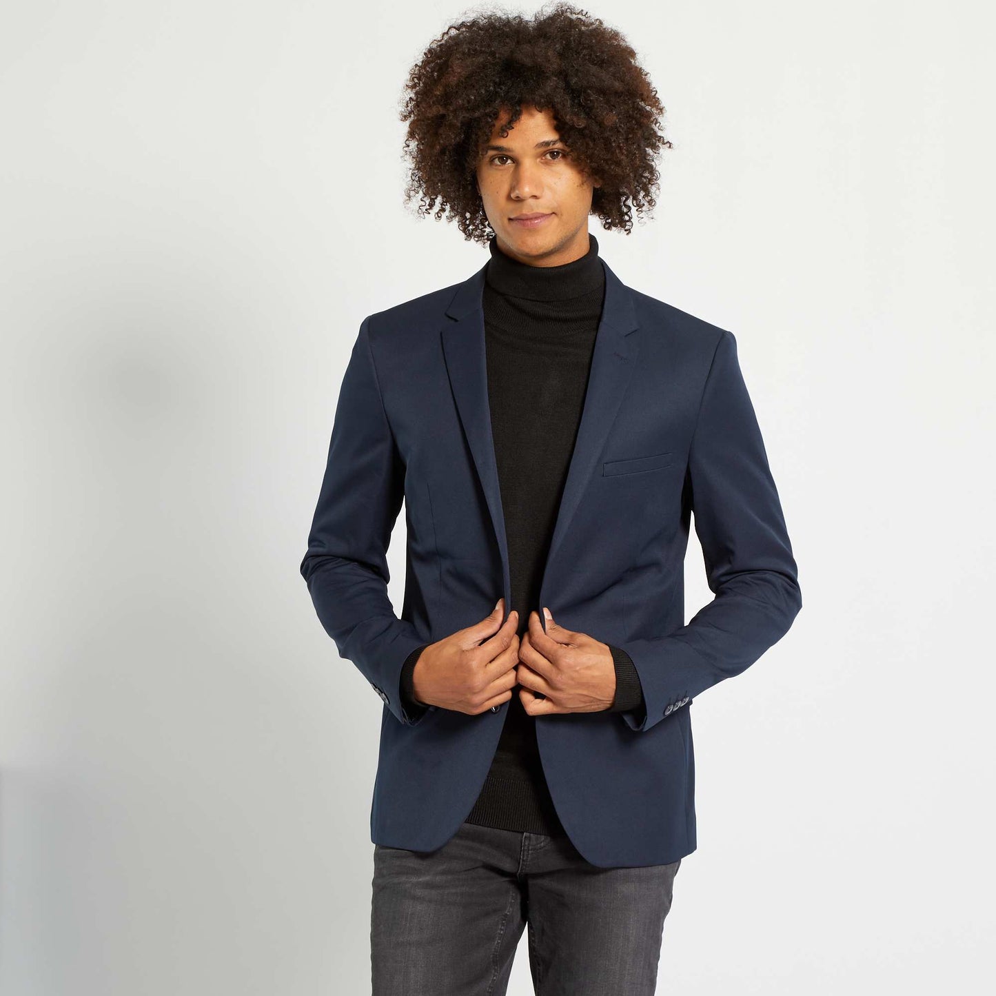 Veste de costume slim en twill bleu marine