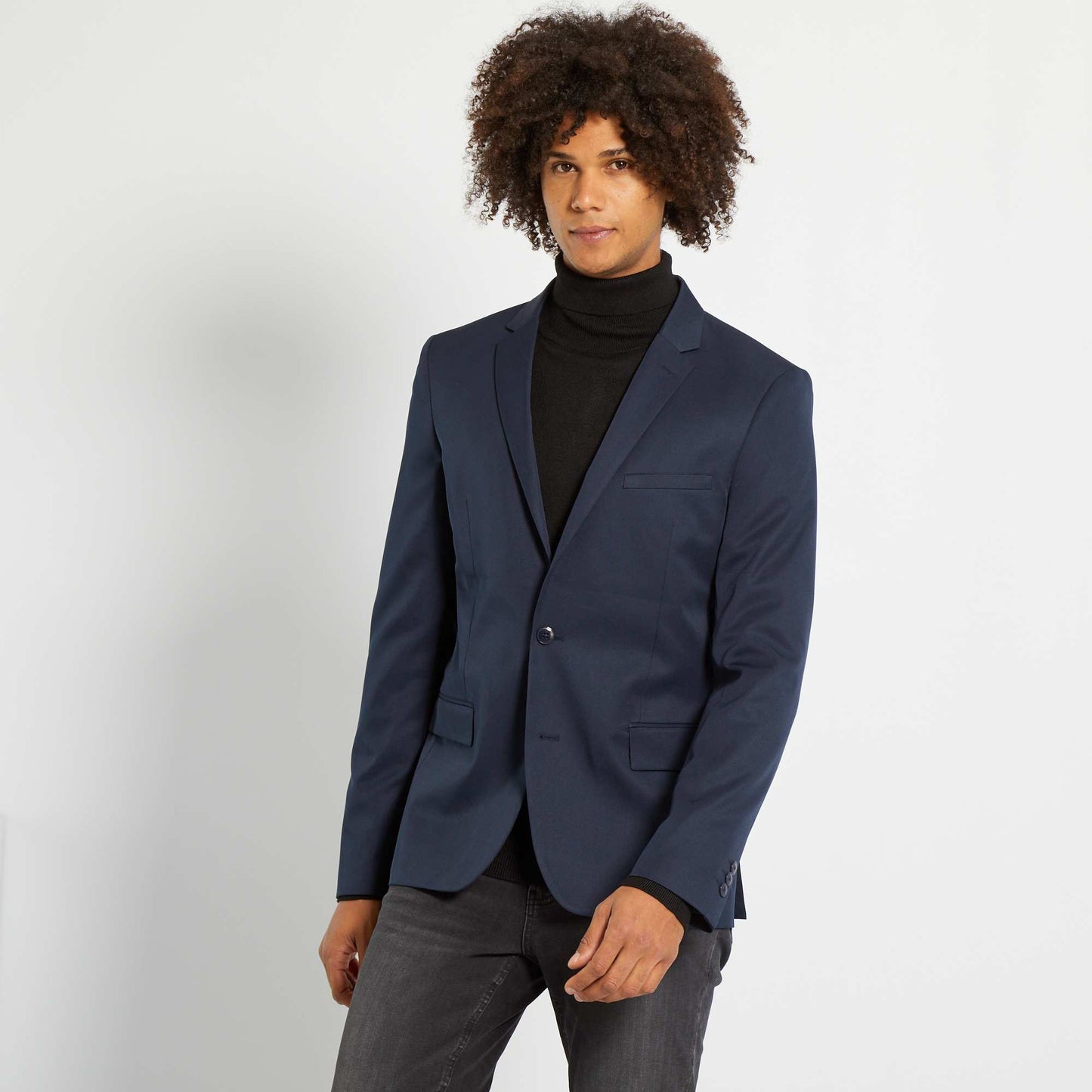 Veste de costume slim en twill bleu marine