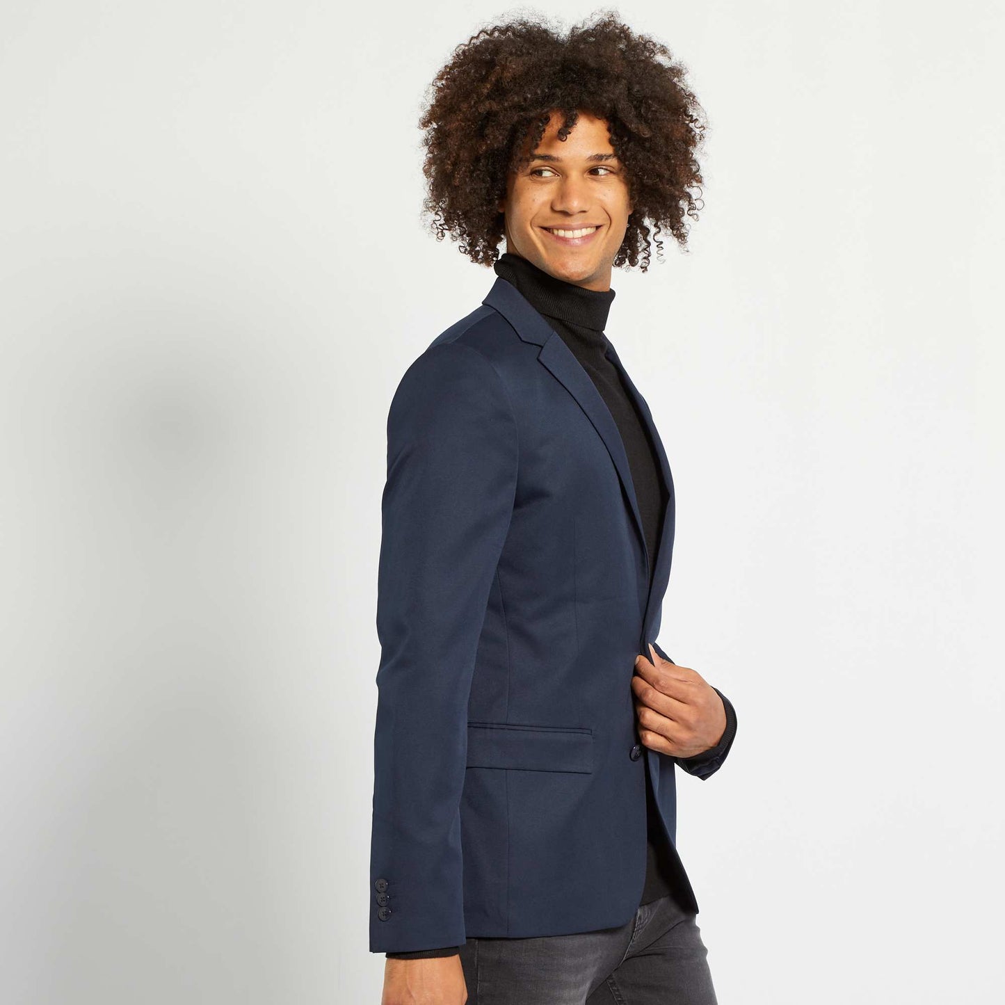 Veste de costume slim en twill bleu marine