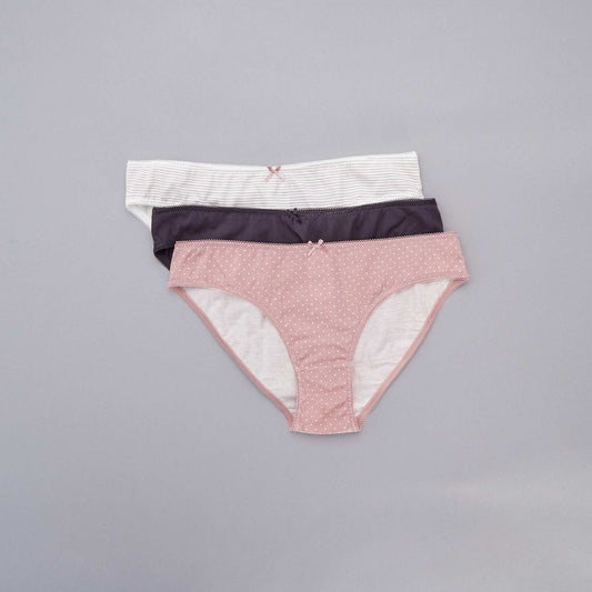 Lot de 3 culottes Rose/gris/blanc