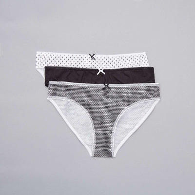 Lot de 3 culottes blanc/noir