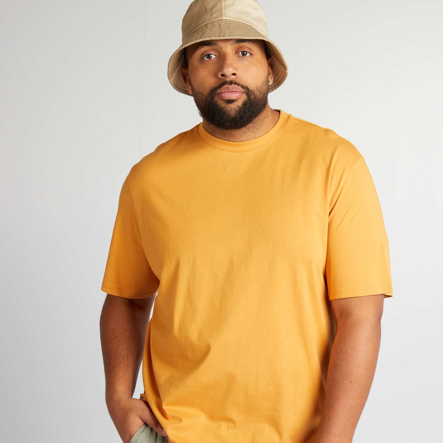 T-shirt uni en maille jersey Jaune