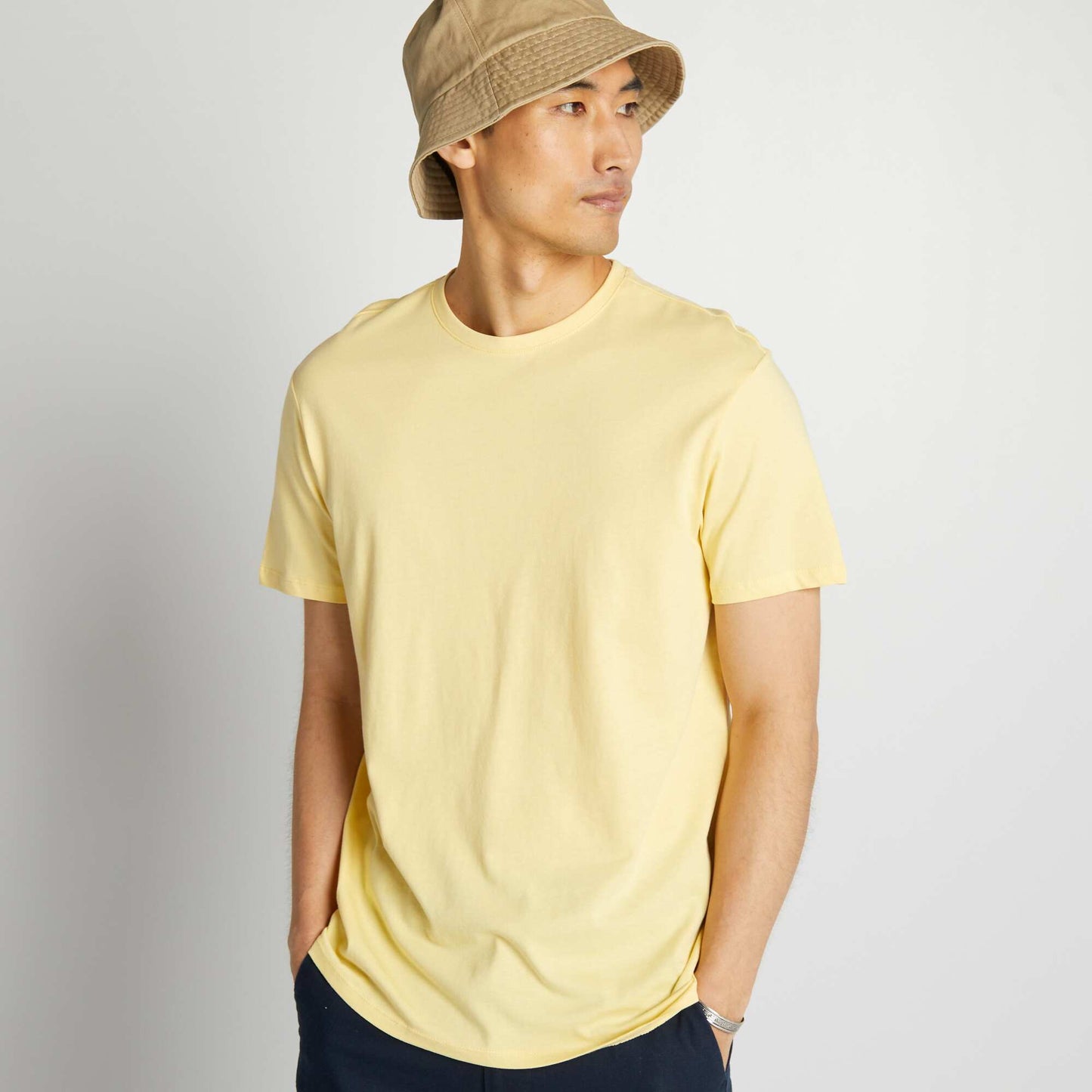 T-shirt droit en jersey uni Jaune