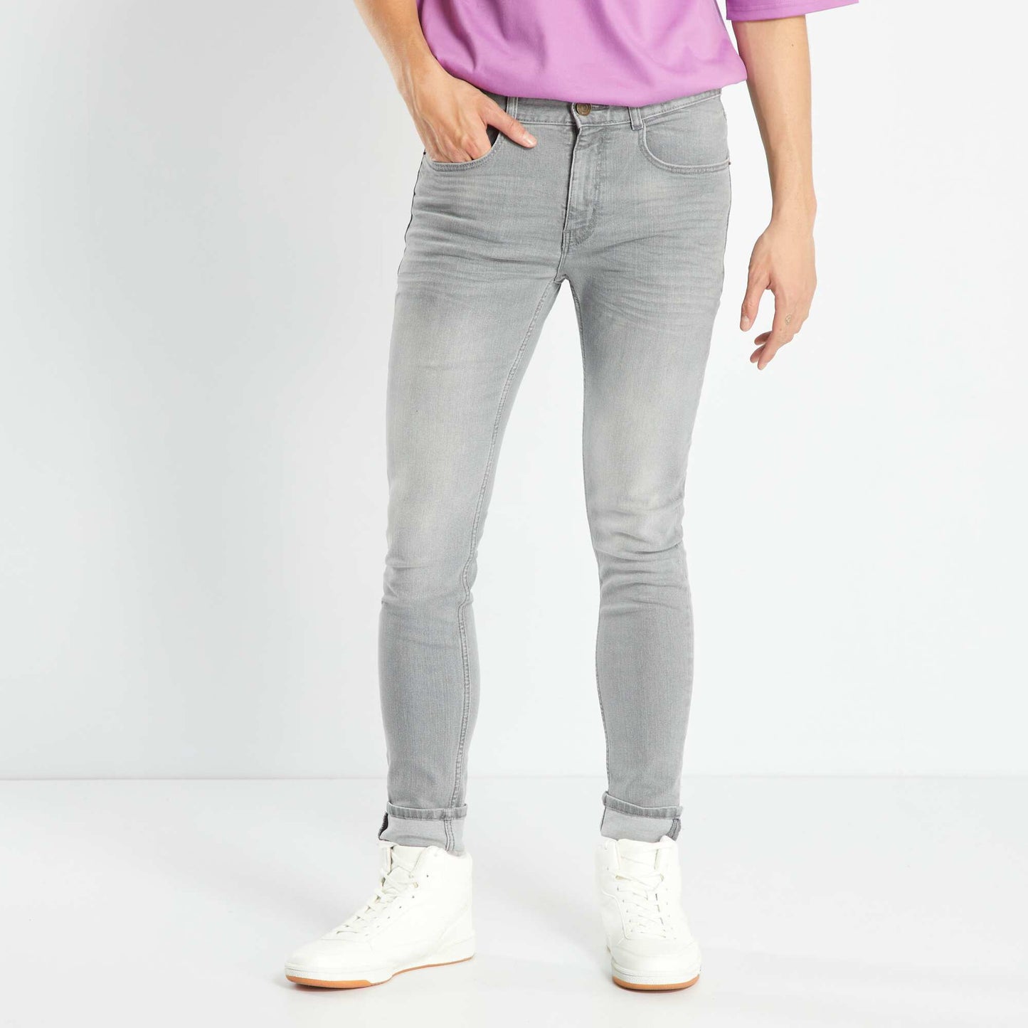 Jean skinny à 5 poches gris