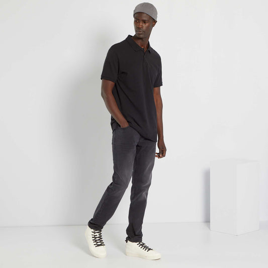 Polo en piqué de coton noir