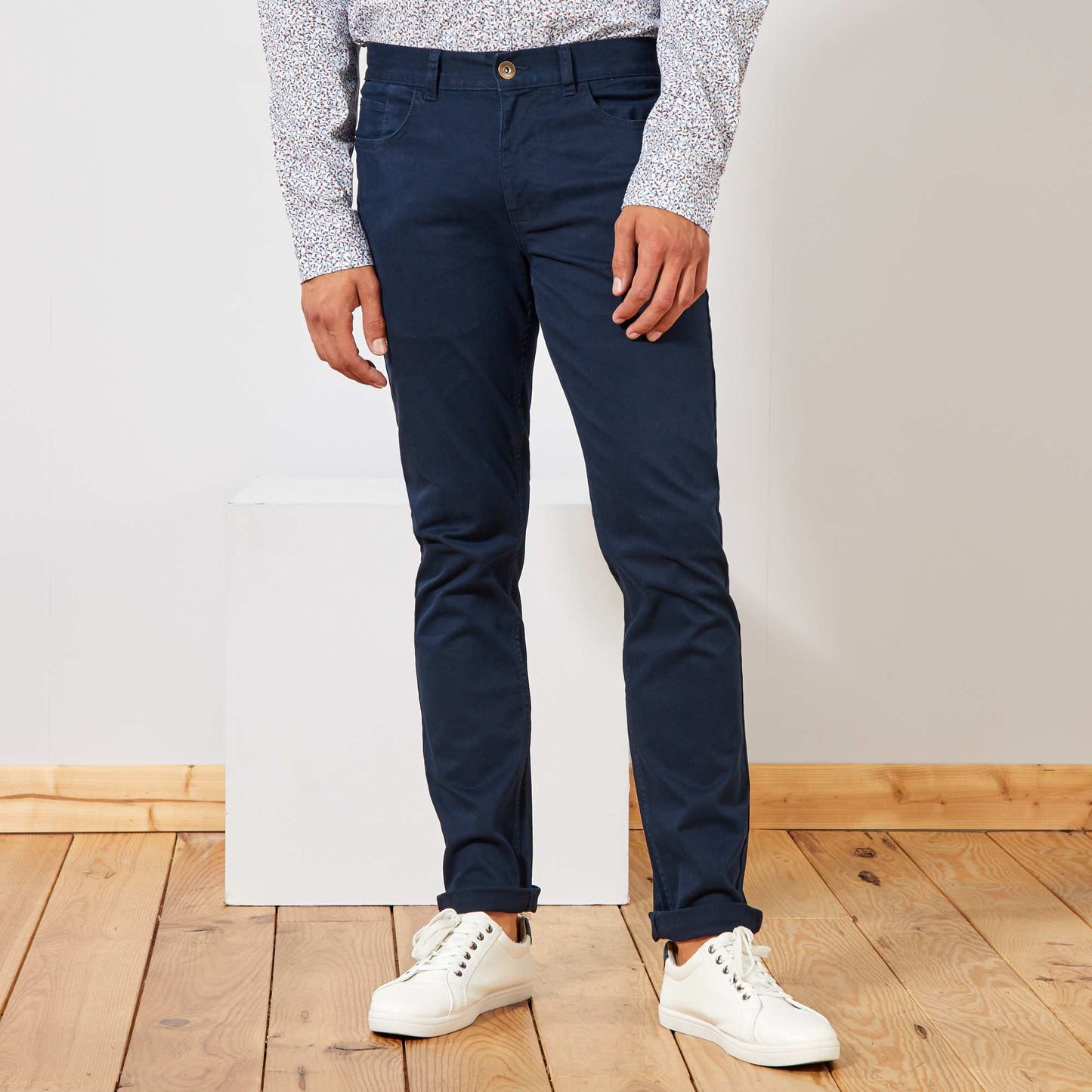 Chino slim 5 poches - L32 bleu marine