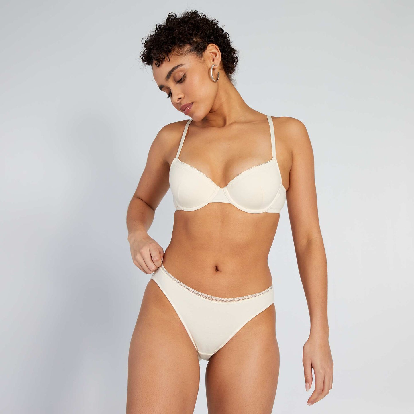 Culotte coton galon dentelle beige