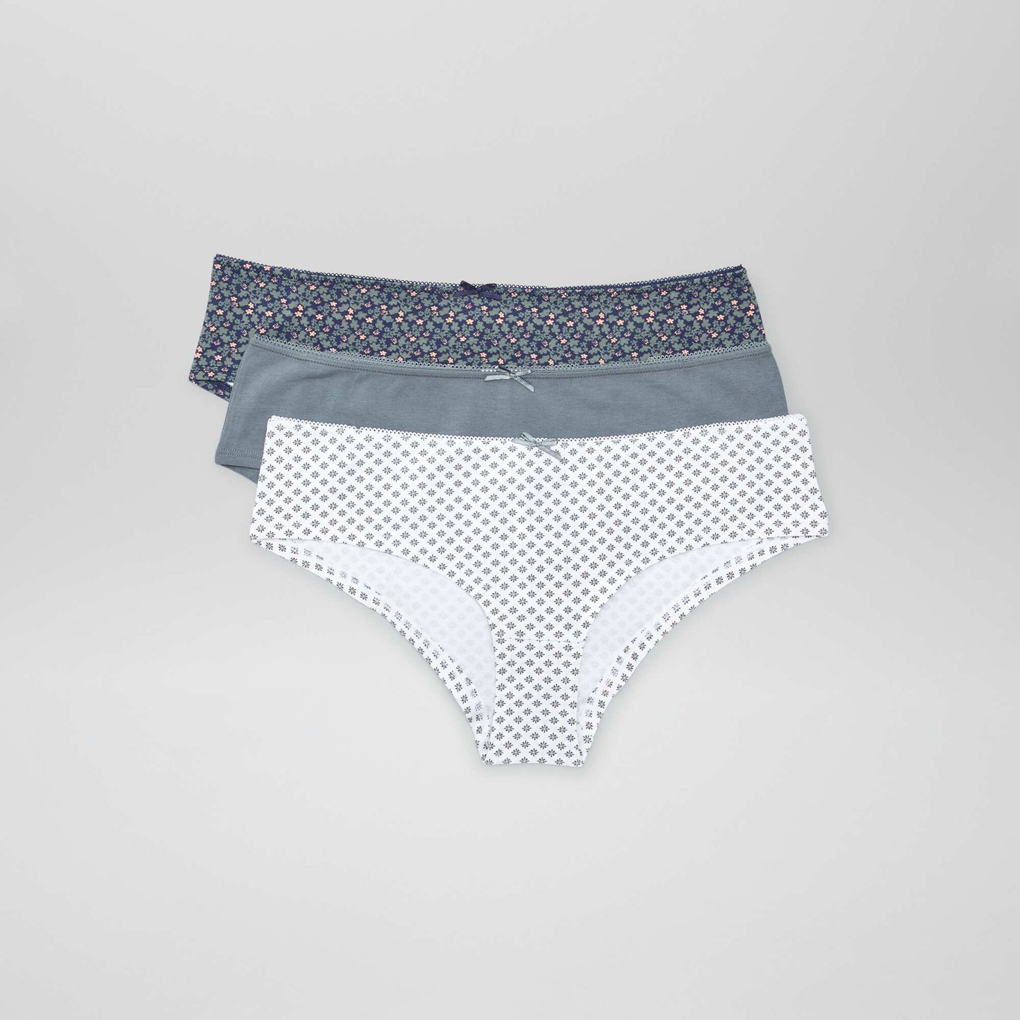 Lot de 3 shorties kaki/blanc