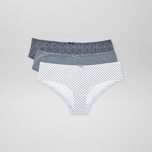 Lot de 3 shorties kaki/blanc