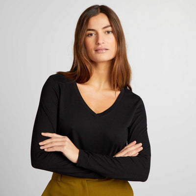 T-shirt col V noir