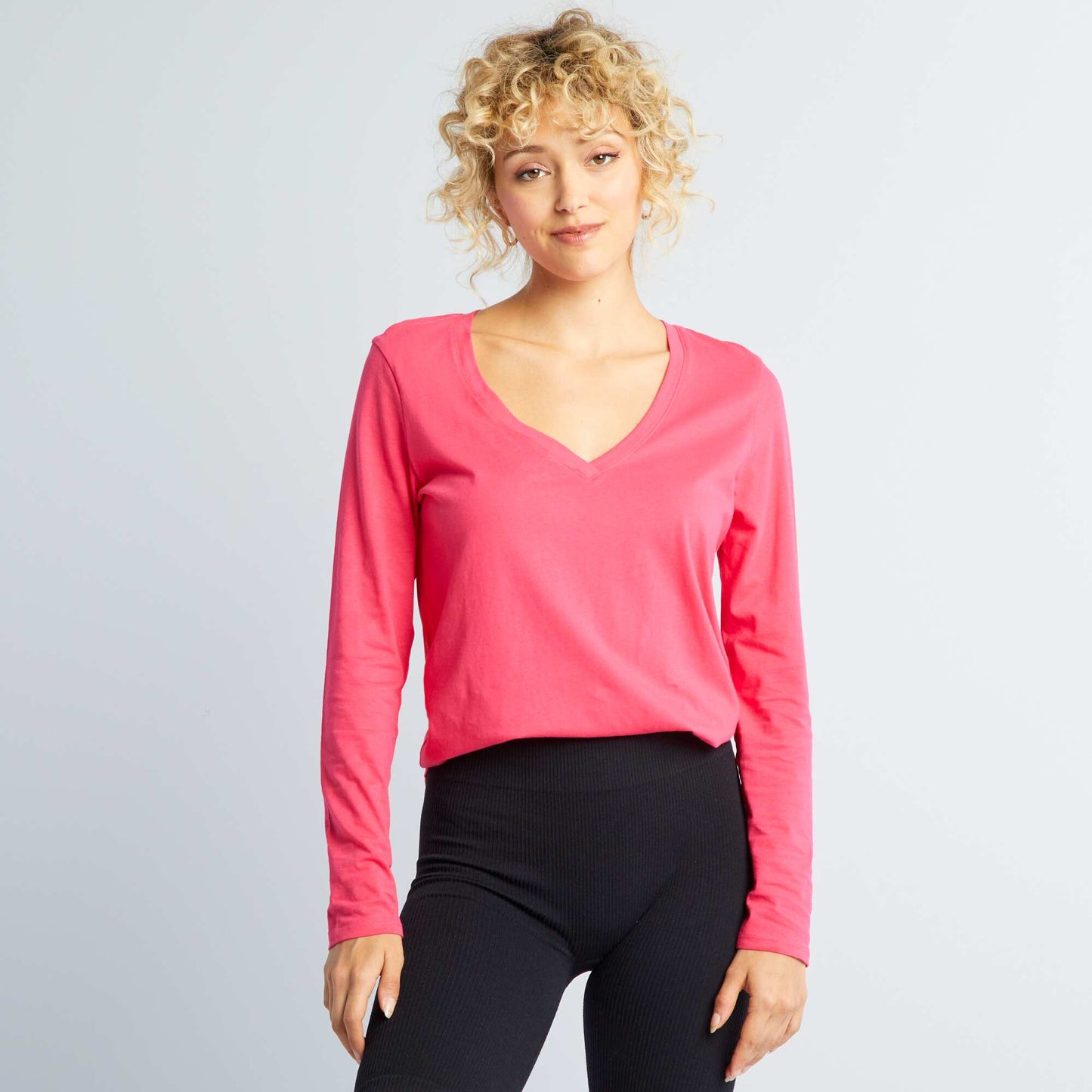 T-shirt col V ROSE